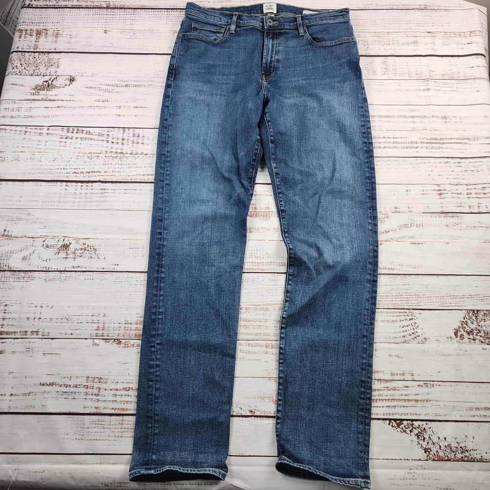 Flint and Tinder Straight Tapered Jeans Mens 34x34 Blue Denim Made in USA